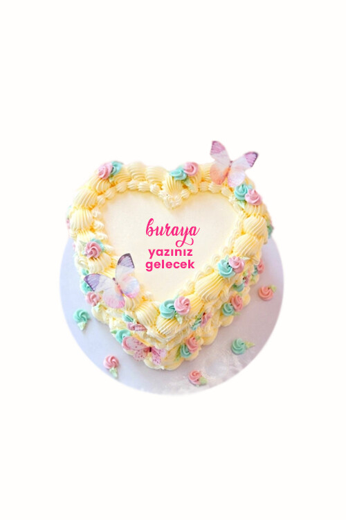 Çiçekli Kalp Pasta