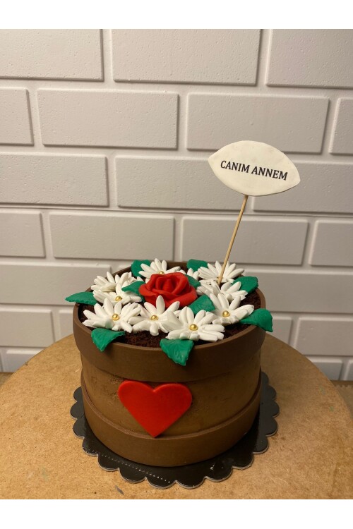 Anneler Günü Saksı Çiçek Pasta Papatya