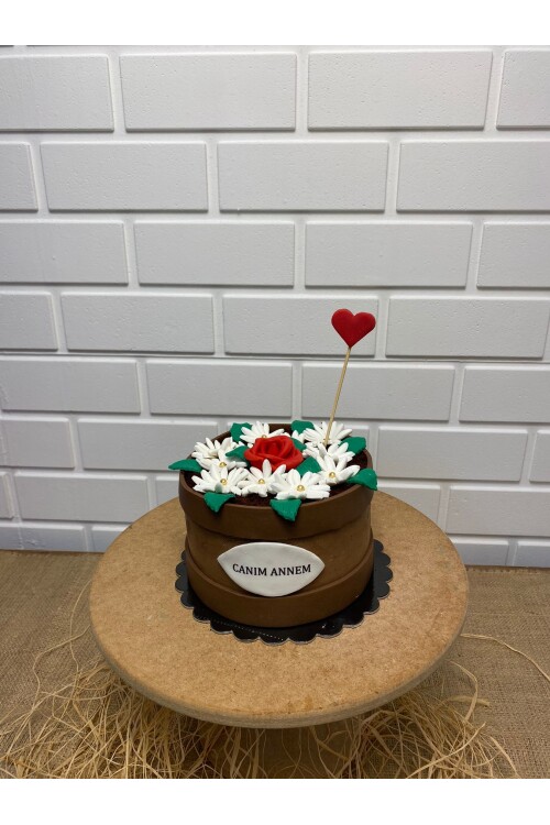 Anneler Günü Saksı Çiçek Pasta Papatya