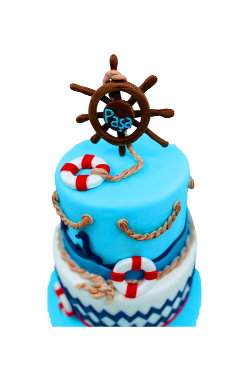 Dümen ve Gemi Temalı Pasta