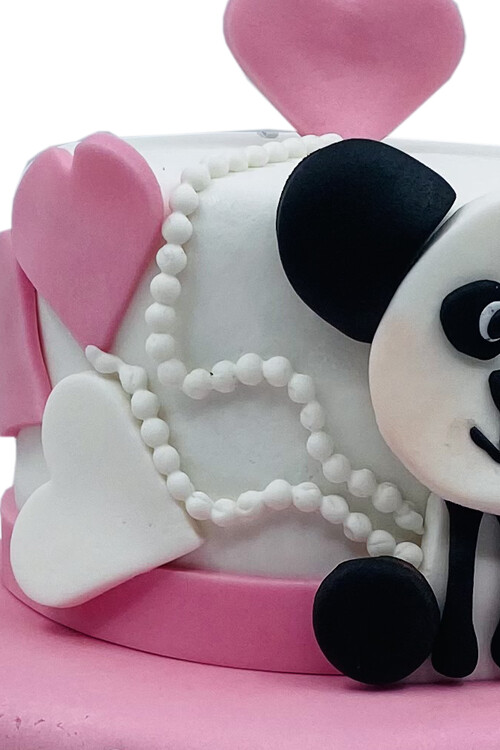 Pembe Kurdelalı Panda Temalı Pasta