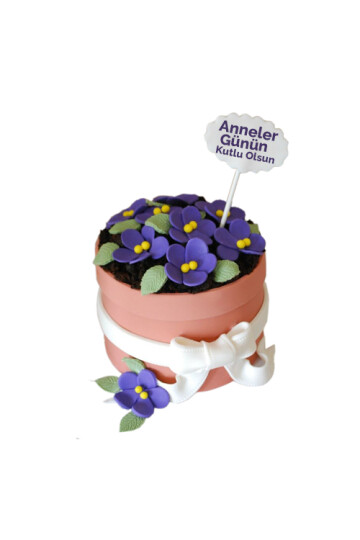 Anneler Günü Saksı Çiçek Pasta Menekşe