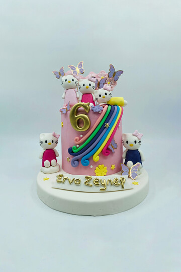 Kelebek & Kedi Temalı Pasta