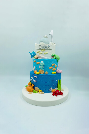 Okyanus Hayvanları Temalı Pasta